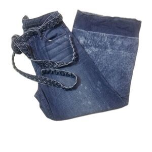 Tortoise Wide Leg Distressed Frayed Hem Jeans Size 25